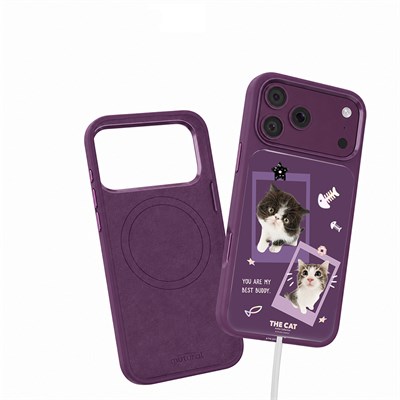 Apple iPhone 18 Pro Max Kılıf M-safe Şarj Özellikli 3D Baskılı Tasarım Mutural The Cat Serisi Kapak