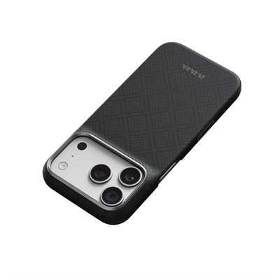 Apple iPhone 18 Pro Max Kılıf M-safe Şarj Özellikli Aramid Karbon Fiber Pitaka Argyle Serisi Kapak