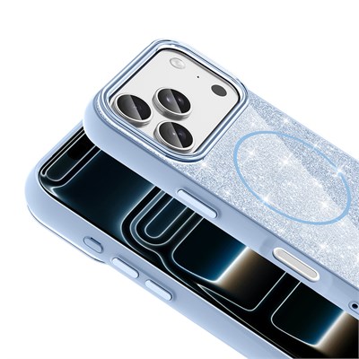 Apple iPhone 18 Pro Max Kılıf M-safe Şarj Özellikli Parlayan Simli Zore Okso Kapak