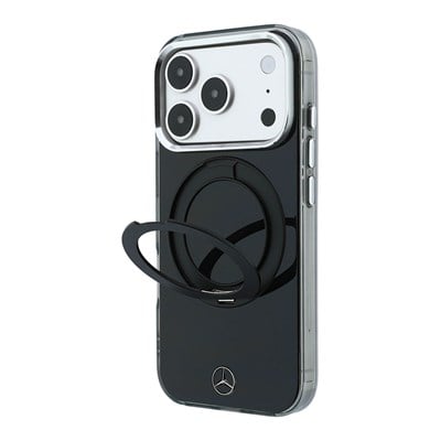 Apple iPhone 18 Pro Max Kılıf Mercedes Benz Orjinal Lisanslı M-safe Şarj Özellikli 360 Derece Dönebilen Standlı Metal Logolu Sert PC Kapak