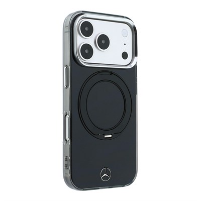 Apple iPhone 18 Pro Max Kılıf Mercedes Benz Orjinal Lisanslı M-safe Şarj Özellikli 360 Derece Dönebilen Standlı Metal Logolu Sert PC Kapak