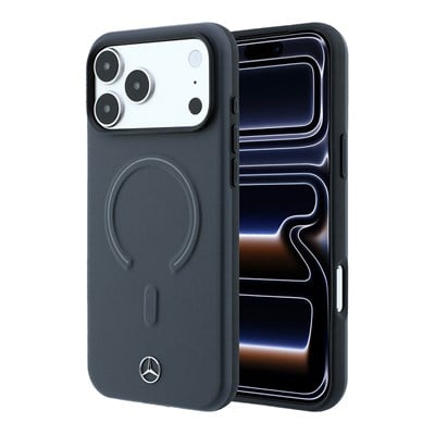 Apple iPhone 18 Pro Max Kılıf Mercedes Benz Orjinal Lisanslı M-safe Şarj Özellikli Metal Yıldız Logolu Kabartmalı Deri Kapak