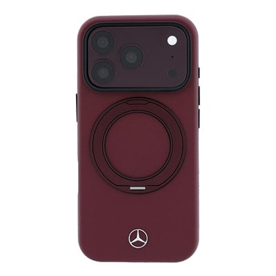 Apple iPhone 18 Pro Max Kılıf Mercedes Benz Orjinal Lisanslı M-safe Şarj Özellikli 360 Derece Dönebilen Standlı PU Metal Logolu Kapak