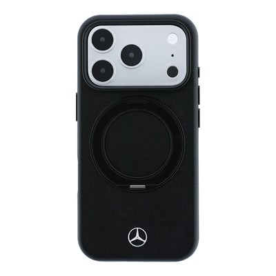 Apple iPhone 18 Pro Max Kılıf Mercedes Benz Orjinal Lisanslı M-safe Şarj Özellikli 360 Derece Dönebilen Standlı Metal Logolu PU Kapak