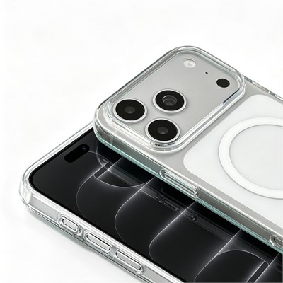 Apple iPhone 18 Pro Max Kılıf Zore M-safe Şarj Özellikli Şeffaf Tek Kamera Çerçeveli Porto Kapak