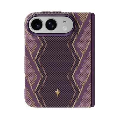 Apple iPhone Duo (Fold) Kılıf M-safe Şarj Özellikli Raptic Aramid SkinPro Scepter Serisi Karbon Kapak