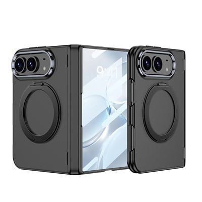 Apple iPhone Duo Kılıf M-safe Şarj Özellikli Zore Kıpta KPT-07 Ring Standlı Sert PC Kapak