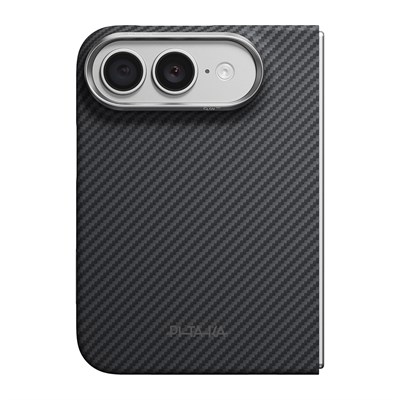Apple iPhone Duo Kılıf M-safe Şarj Özellikli 600D Aramid Karbon Fiber Pitaka Edge Serisi Black-Grey Twill Kapak