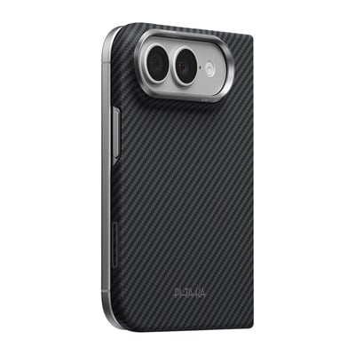 Apple iPhone Duo Kılıf M-safe Şarj Özellikli 600D Aramid Karbon Fiber Pitaka Edge Serisi Black-Grey Twill Kapak