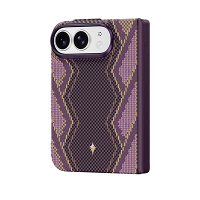 Apple iPhone Duo (Fold) Kılıf M-safe Şarj Özellikli Raptic Aramid SkinPro Scepter Serisi Karbon Kapak