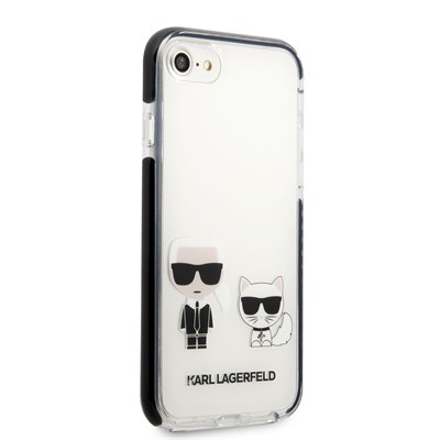Apple iPhone SE 2022 Kılıf Karl Lagerfeld Kenarları Siyah Silikon K&C Dizayn Kapak