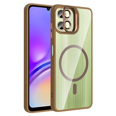 Galaxy A06 Kılıf Standlı ve Kamera Lens Hediyeli M-Safe Şarj Özellikli Zore Etro Kapak