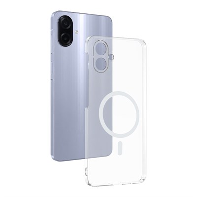 Galaxy A07 Kamera Korumalı M-Safe Şarj Özellikli Şeffaf Zore London Silikon Kapak