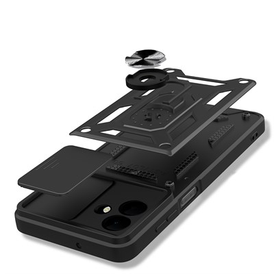 Galaxy A07 Kılıf Magnetik Standlı Kamera Korumalı Zore Sürgülü Vega Kapak