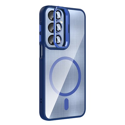Galaxy A36 Kılıf Standlı ve Kamera Lens Hediyeli M-Safe Şarj Özellikli Zore Etro Kapak
