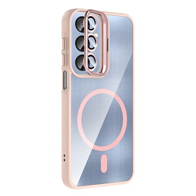Galaxy A56 Kılıf Standlı ve Kamera Lens Hediyeli M-Safe Şarj Özellikli Zore Etro Kapak