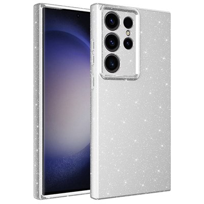 Galaxy S23 Ultra Kılıf Kamera Korumalı Simli Lüks Zore Koton Kapak