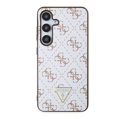 Galaxy S24 Kılıf Guess Orjinal Lisanslı PU Üçgen Logo 4G Desenli Kapak
