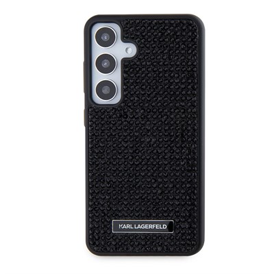 Galaxy S24 Kılıf Karl Lagerfeld Taşlı Metal Logo Orjinal Lisanslı Kapak