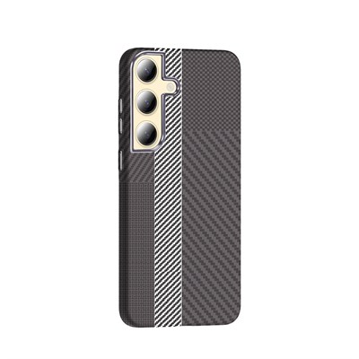 Galaxy S24 Kılıf M-safe Şarj Özellikli Karbon Fiber Görünümlü Zore Gros Kapak