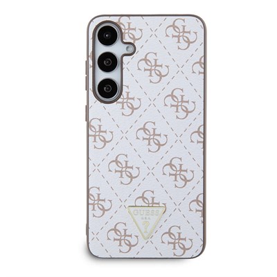 Galaxy S24 Plus Kılıf Guess Orjinal Lisanslı PU Üçgen Logo 4G Desenli Kapak
