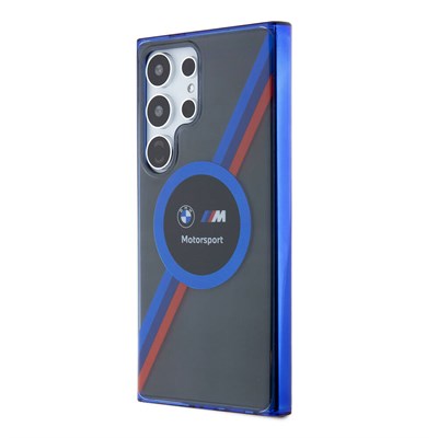 Galaxy S24 Ultra Kılıf BMW Orjinal Lisanslı M Logolu Üç Renk Çizgili Motorsport Circle Kapak