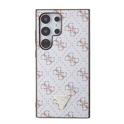 Galaxy S24 Ultra Kılıf Guess Orjinal Lisanslı PU Üçgen Logo 4G Desenli Kapak