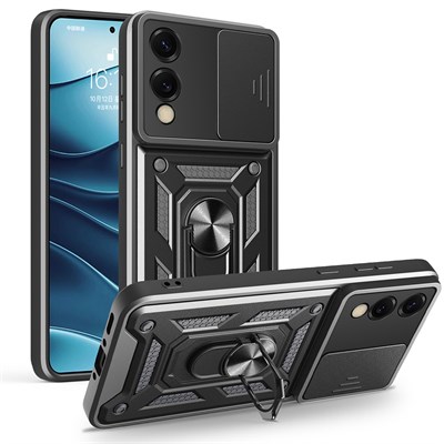 Galaxy S25 Edge Kılıf Magnetik Standlı Kamera Korumalı Zore Sürgülü Vega Kapak