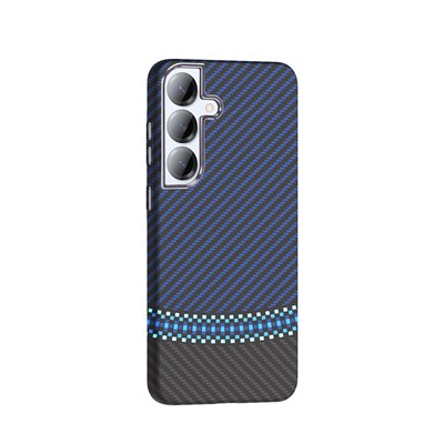 Galaxy S25 Kılıf M-safe Şarj Özellikli Karbon Fiber Görünümlü Zore Gros Kapak