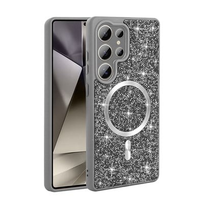 Galaxy S25 Ultra Kılıf Pırlanta Tasarımlı Magsafe Şarj Özellikli Zore Mozaik Silikon Kapak