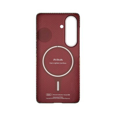 Galaxy S26 Kılıf M-safe Şarj Özellikli Aramid Fiber Pitaka Tactile Woven Sunset-Moonrise Serisi Kapak