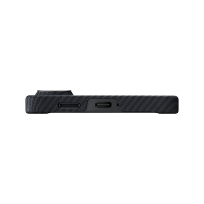 Galaxy S26 Plus Kılıf M-safe Şarj Özellikli 600D Aramid Fiber Pitaka Edge Serisi Black-Grey Twill Kapak