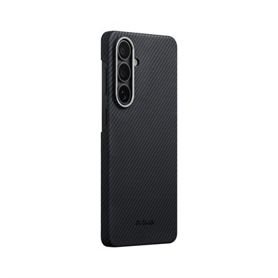 Galaxy S26 Plus Kılıf M-safe Şarj Özellikli 600D Aramid Fiber Pitaka Edge Serisi Black-Grey Twill Kapak