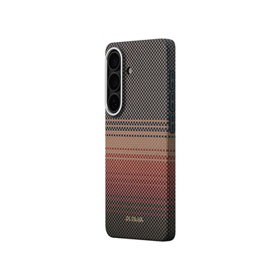 Galaxy S26 Plus Kılıf M-safe Şarj Özellikli Aramid Fiber Pitaka Tactile Woven Sunset-Moonrise Serisi Kapak