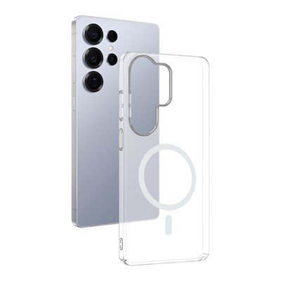 Galaxy S26 Ultra Kamera Korumalı M-Safe Şarj Özellikli Şeffaf Zore London Sert PC Kapak