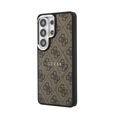 Galaxy S26 Ultra Kılıf Guess Orjinal Lisanslı M-safe Şarj Özellikli Metal Kamera Çerçeveli PU Deri 4G Desenli Yazı Logolu Kapak