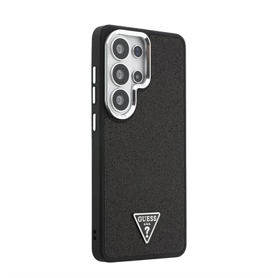 Galaxy S26 Ultra Kılıf Guess Orjinal Lisanslı M-safe Şarj Özellikli Metal Kamera Çerçeveli Üçgen Logolu Glitter Kapak
