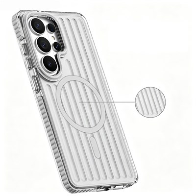 Galaxy S26 Ultra Kılıf M-safe Şarj Özellikli Oyuklu Tasarım Mutural Luggage Serisi Kapak