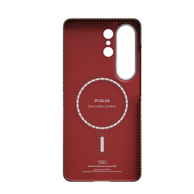 Galaxy S26 Ultra Kılıf M-safe Şarj Özellikli Aramid Fiber Pitaka Tactile Woven Sunset-Moonrise Serisi Kapak
