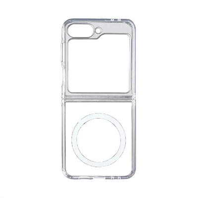 Galaxy Z Flip 7 Kılıf M-safe Şarj Özellikli Şeffaf Sert PC Zore Embos Kapak