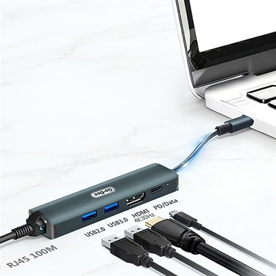 Go Des GD-6873 Type-C to HDTV 5in1 Dönüştürücü Adaptör