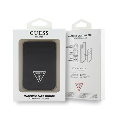 Guess Orjinal Lisanslı 2 Hazneli Üçgen Logolu Deri Magnetik Kartlık