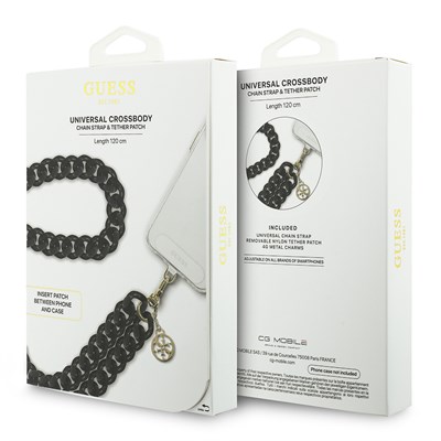 Guess Orjinal Lisanslı 4G Metal Logolu Büyük Zincirli Çapraz Vücut Telefon Askı Kayışı 120cm