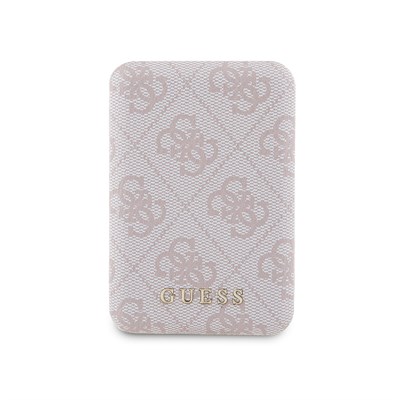 Guess Orjinal Lisanslı Dijital Led Göstergeli PU Deri 4G Desenli Metal Yazı Logolu Powerbank 5000mAh 15W