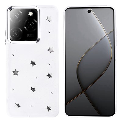 İnfinix Hot 40 Kılıf Airbag Tasarımlı Simli Şeffaf Zore Kutup Kapak