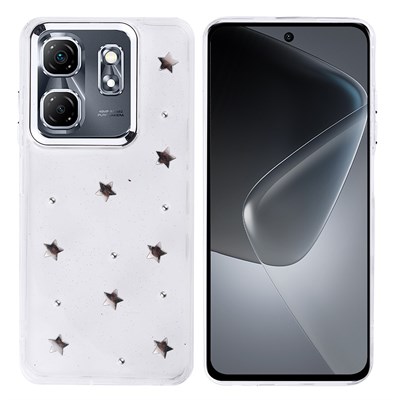 İnfinix Smart 9 Kılıf Airbag Tasarımlı Simli Şeffaf Zore Kutup Kapak