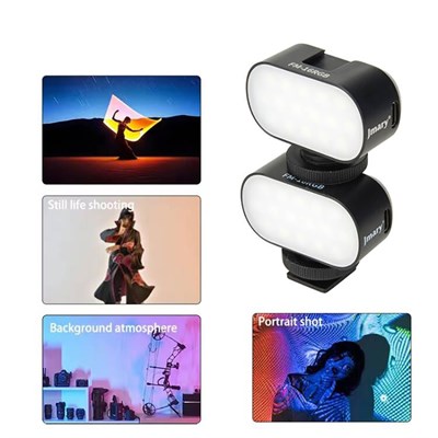 Jmary FM-16RGB Mandallı Dijital LED Göstergeli Telefon-Kamera Üstü RGB Lamba 750mAh