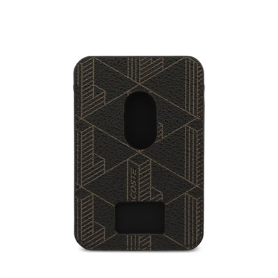 Lacoste Orjinal Lisanslı 2 Hazneli PVC Karışık Monogram Desenli Magnetik Kartlık