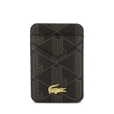 Lacoste Orjinal Lisanslı 2 Hazneli PVC Karışık Monogram Desenli Magnetik Kartlık