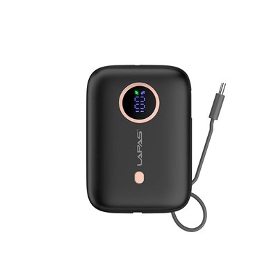 Lapas LP-PW001 Dijital LED Göstergeli Type-C Kablolu Taşınabilir Powerbank 10.000mAh